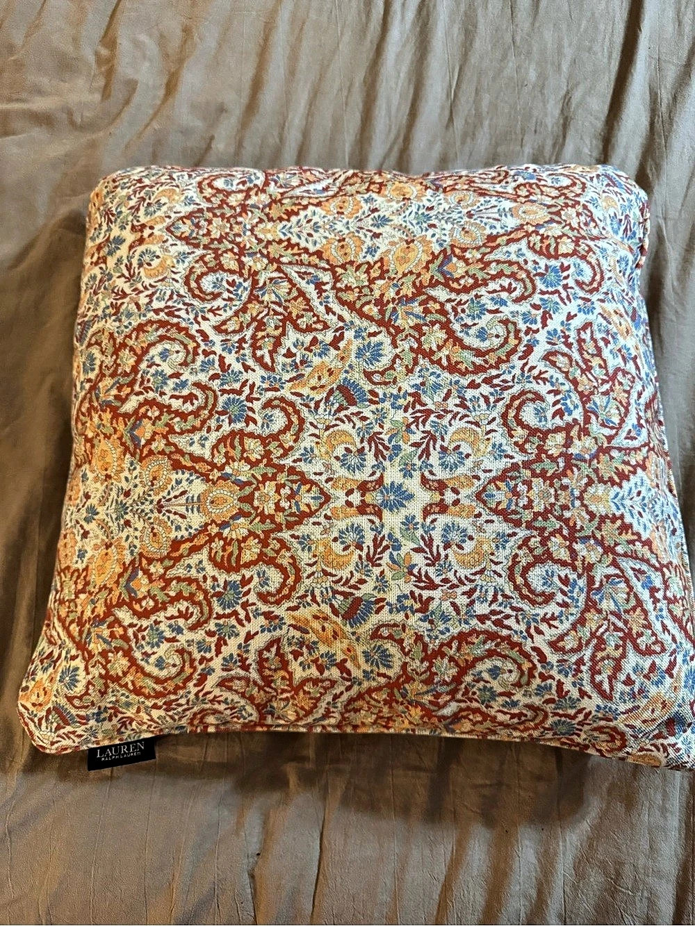 Ralph Lauren Home Paisley Accent Pillow in Red & Blue Like New